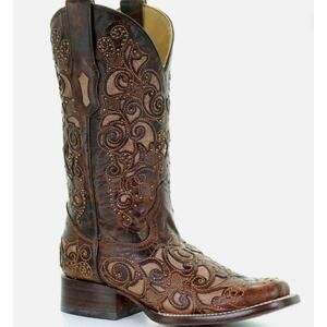 Corral Women's Inlay and Stud Accents Boot - Square Toe - A3326 Size 7